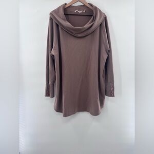 Soft Surroundings Valerie Cowl Neck Tunic Sweater In Taupe Size 3X